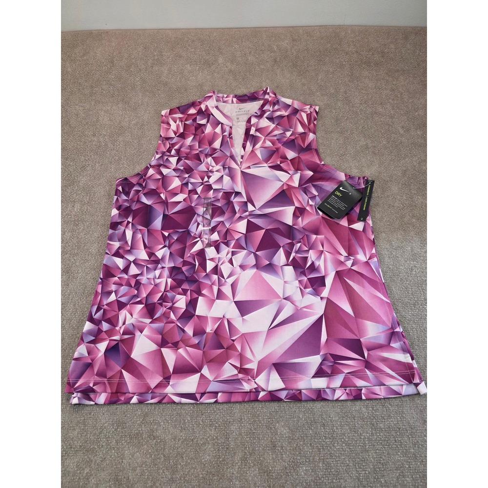 NWT Nike Womens Dri-FIT Golf Sleeveless Polo Shirt Purple CK5841-551 XL